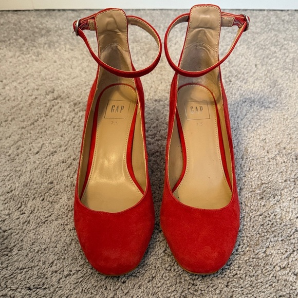 GAP Shoes - GAP Red Suede Ankle-Strap Pumps